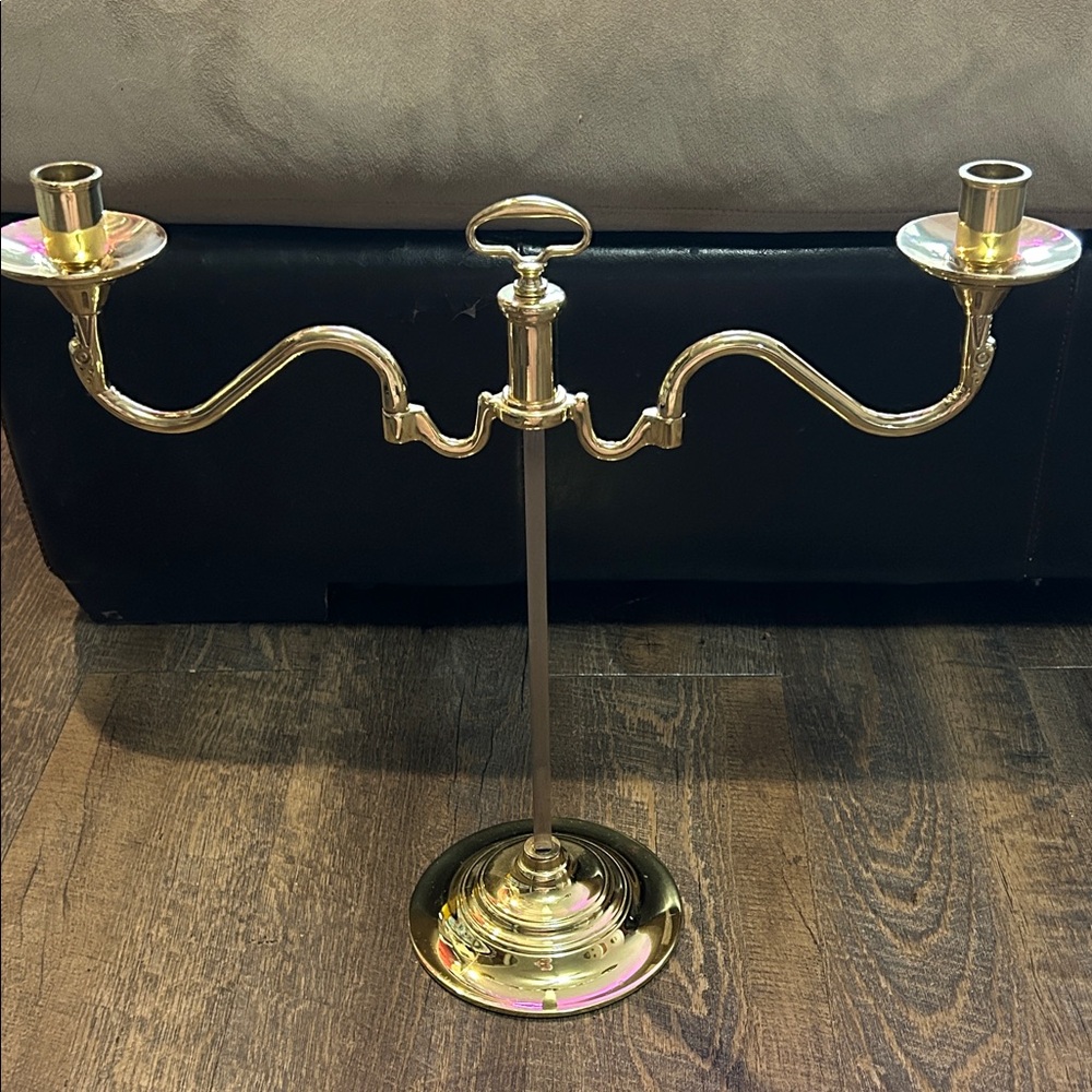 Vtg‎ Baldwin Brass Double Serpentine Candelabra Candle Holder 15.75"H Adjustable